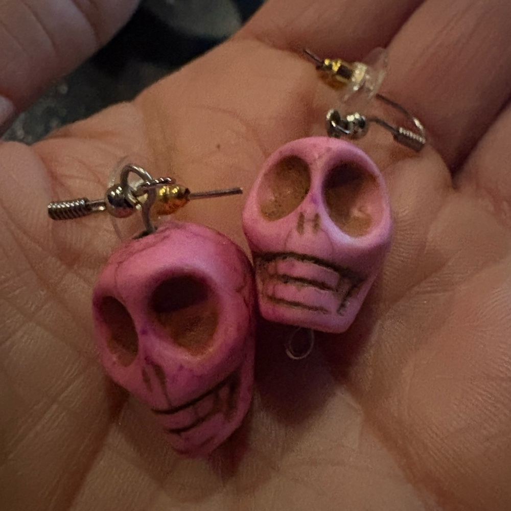Pink Skull Earrings